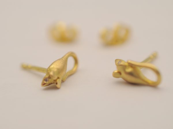 "Maus" Ohrstecker aus 750 Gelbgold mit Brillanten