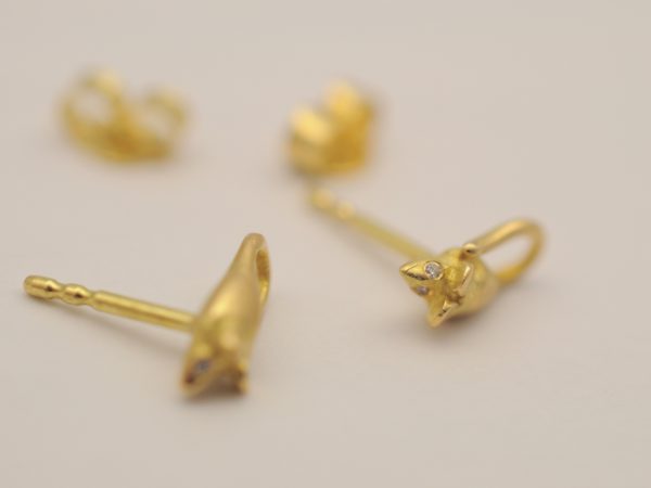 "Maus" Ohrstecker aus 750 Gelbgold mit Brillanten