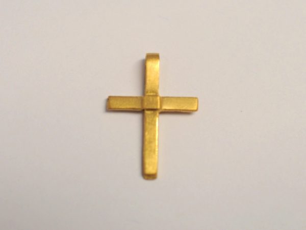 Kreuz Anhänger zur Taufe aus 900 Gelbgold