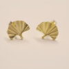 Ginkgoblatt Ohrstecker Gelbgold