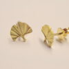 Ginkgoblatt Ohrstecker Gelbgold