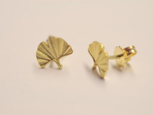 Ginkgoblatt Ohrstecker Gelbgold