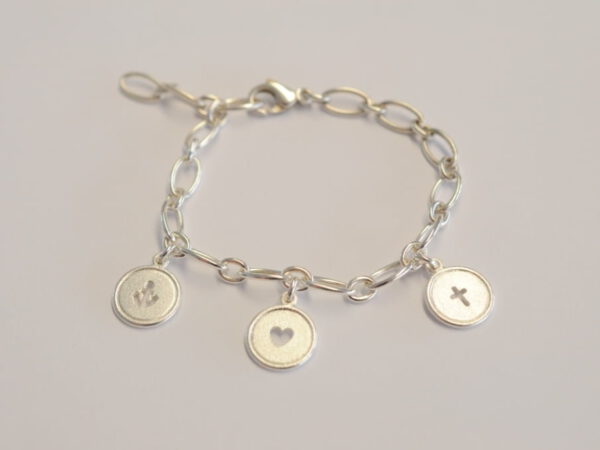 Gliederarmband aus Silber Glaube-Liebe-Hoffnung