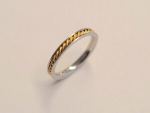 Platinring mit innenliegender Gelbgoldkordel