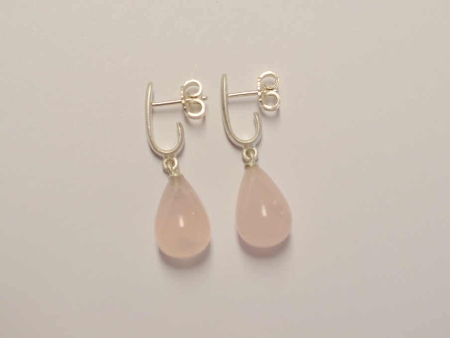 Silber Ohrringe mit Rosenquarz