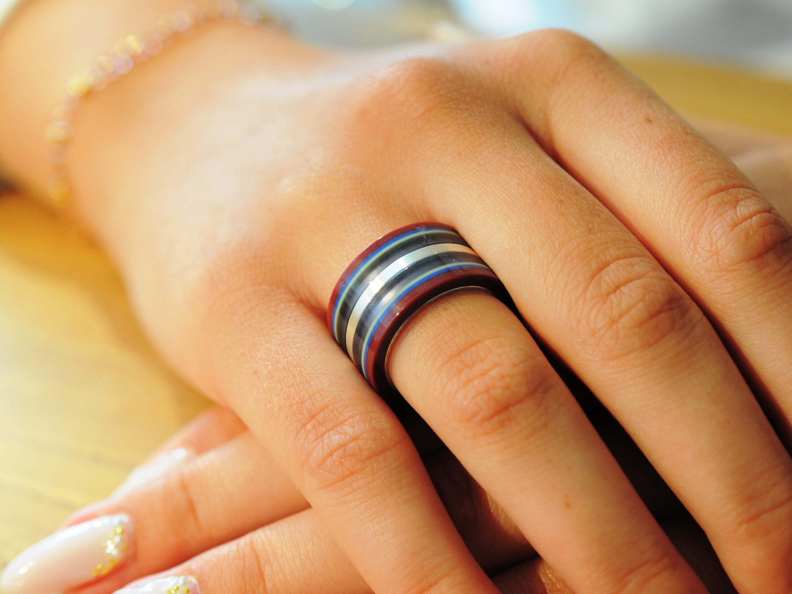 Silberring mit Acetat - Modell Flieder