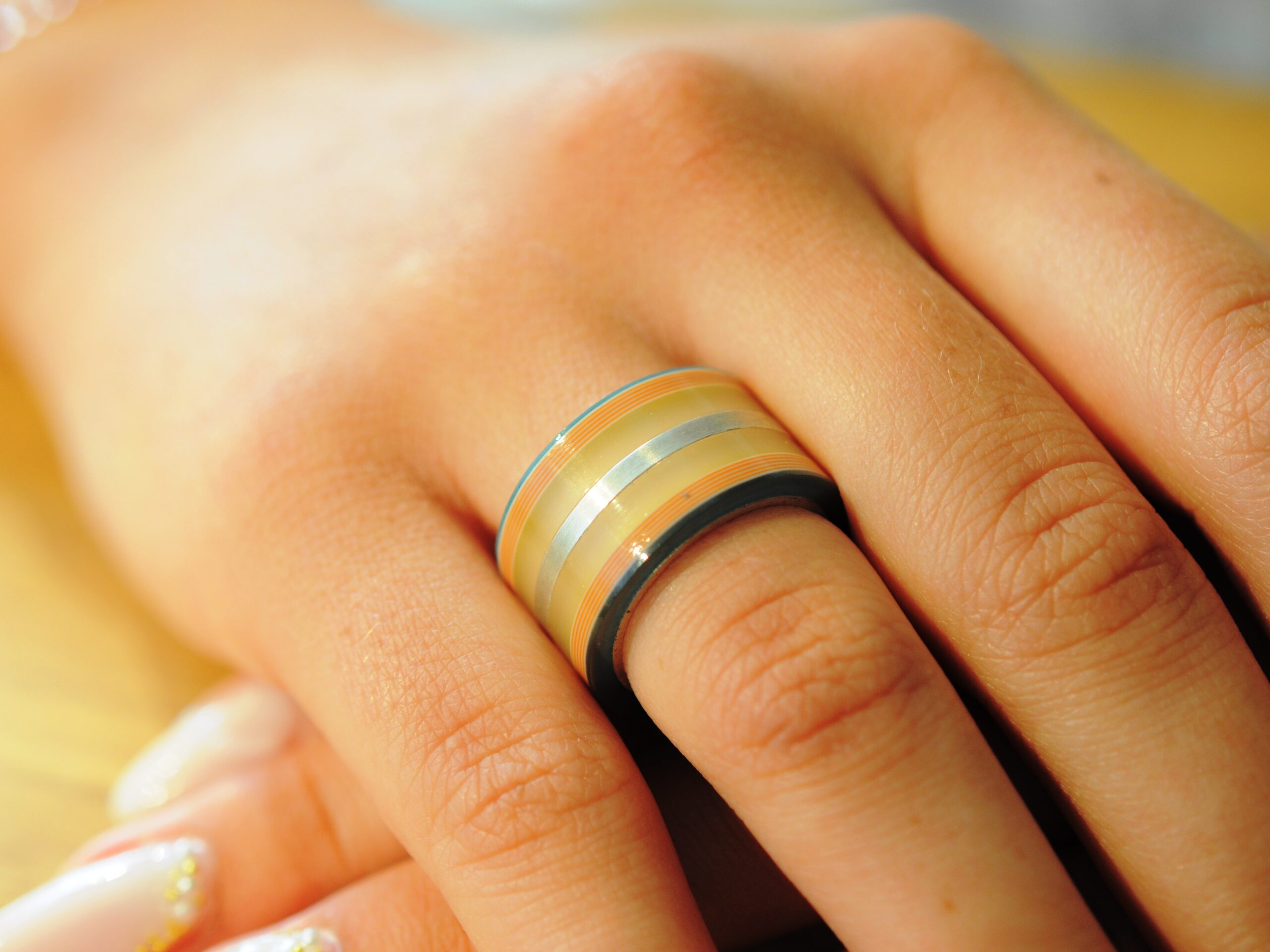 Silberring mit Acetat - Modell Mandarine