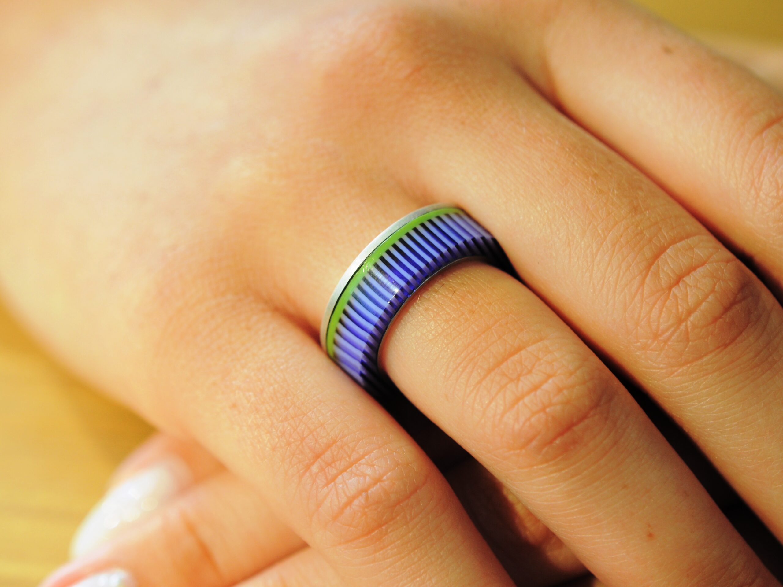 Silberring mit Acetat - Modell flieder-grün