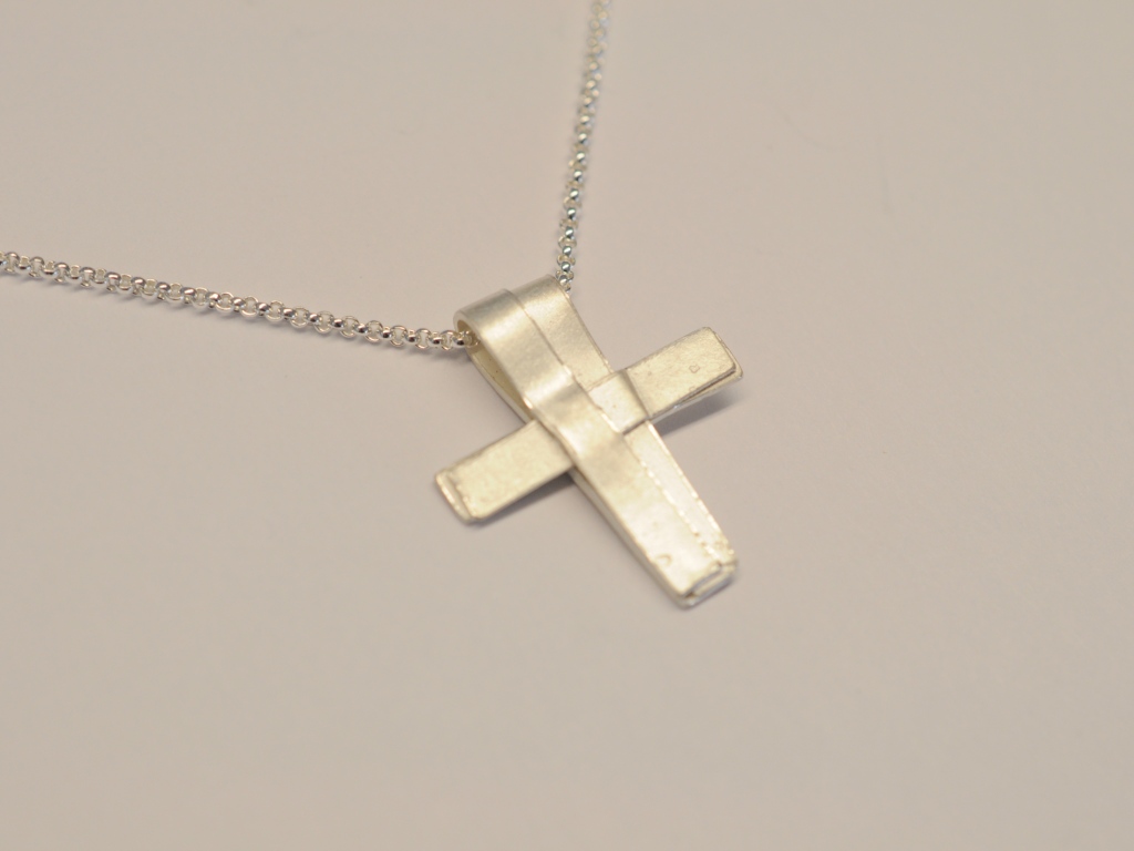 Kreuz Anhänger aus Silber - Unikat v47 - an Silberkette