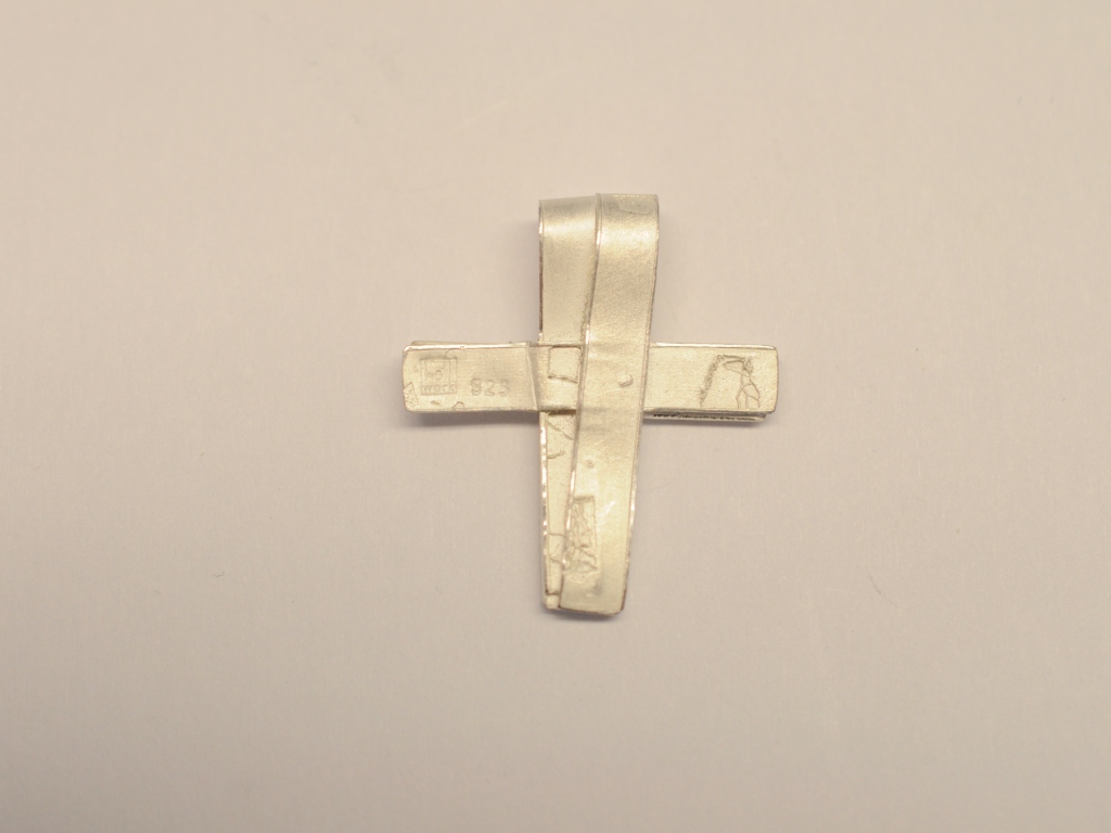 Kreuz Anhänger aus Silber - Unikat v47 - Rückseite