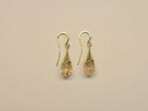 Ohrhänger aus 585 Gelbgold mit Rutilquarz Pampeln
