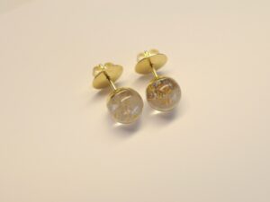 Ohrstecker aus Gelbgold 585 mit Rutilquarz-Kugeln