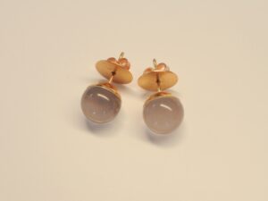 Ohrstecker aus Rotgold 585 mit Rosenquarz-Kugeln
